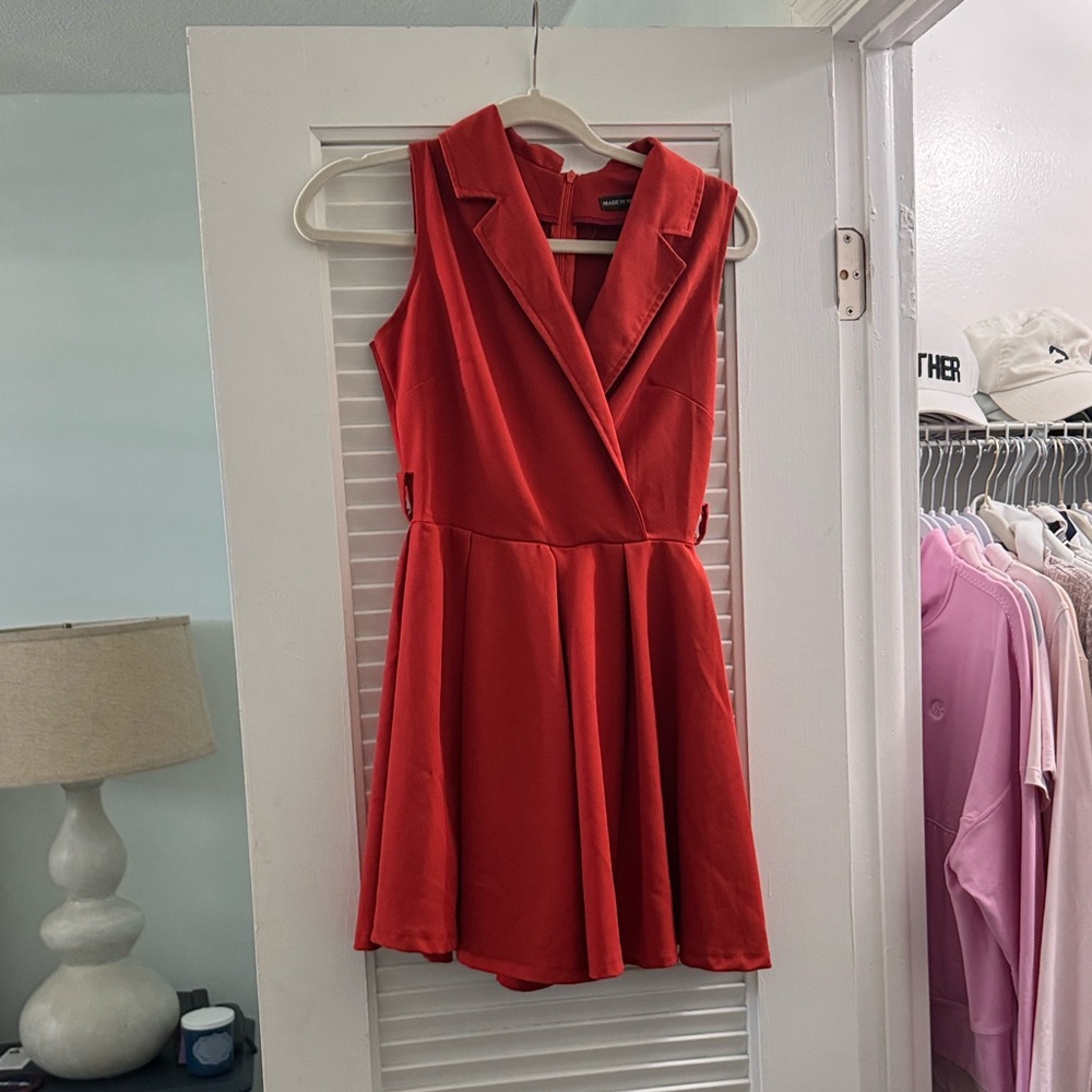Elegant burnt orange Sleeveless Dress